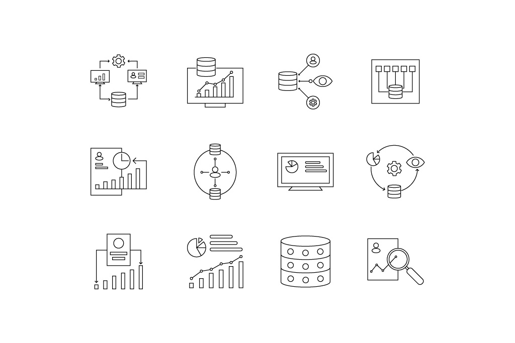 business analytics icons set.