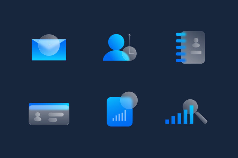 glass effect business icons